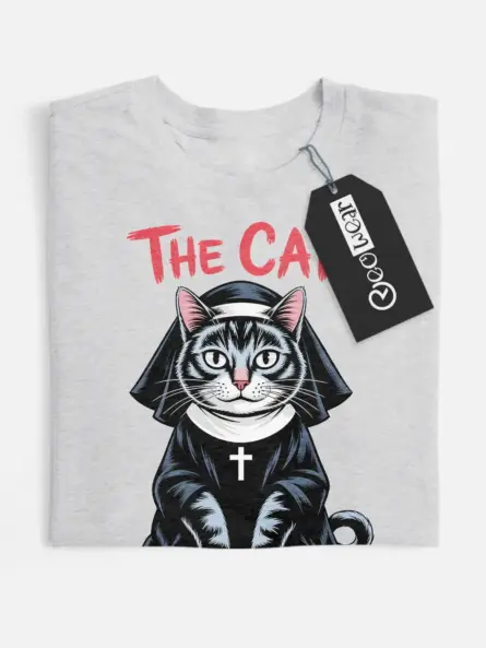 grey flatlay nun costume cat art – gothic cat nun shirt