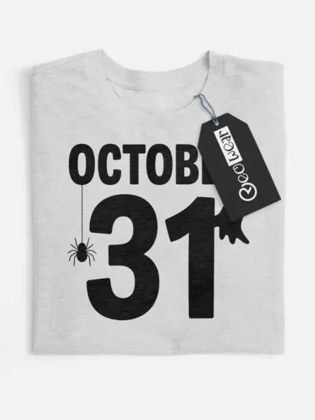 October 31 Shirt – Minimalist Halloween Tee with Ghost & Spider - Image 1