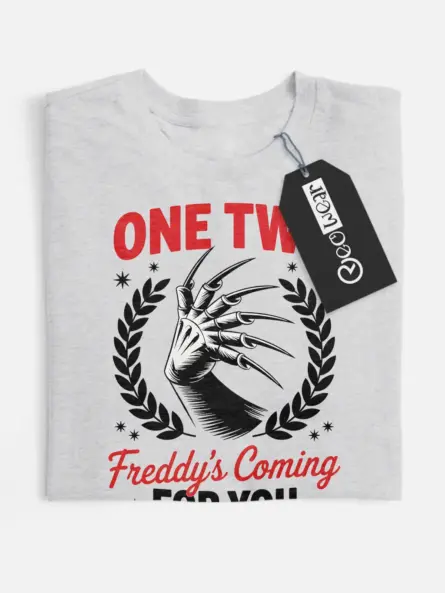 One Two Freddy’s Coming For You Shirt – Retro Horror Tee - Image 1