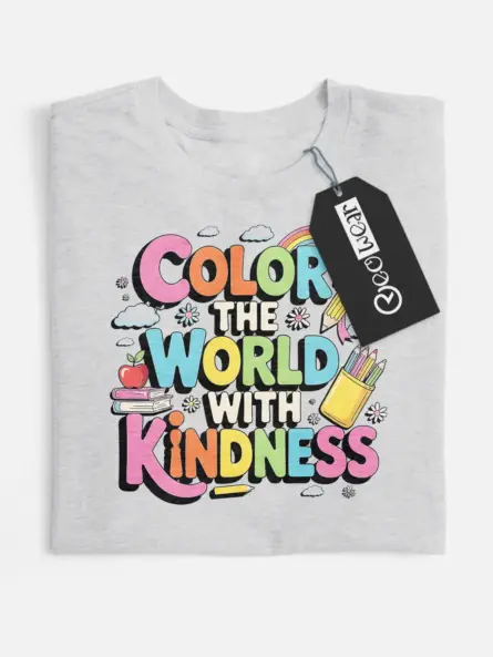 Color the World with Kindness T-Shirt – Retro Rainbow Style - Image 4
