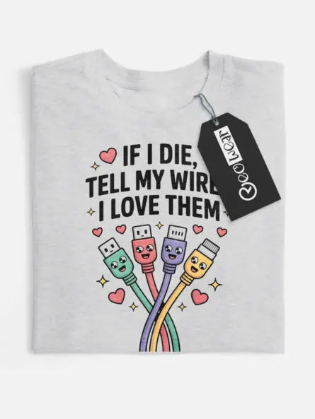 Funny Tech Lover T-Shirt with Cute Wires - Image 4