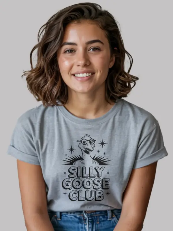 grey shirt silly goose club shirt retro humor design