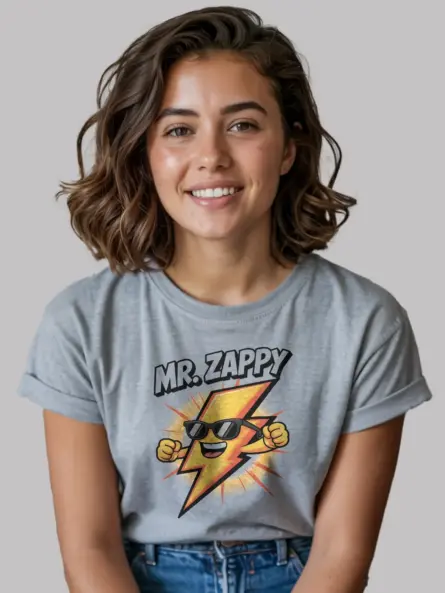 Cartoon Lightning Bolt Kids T-Shirt Mr. Zappy - Image 3
