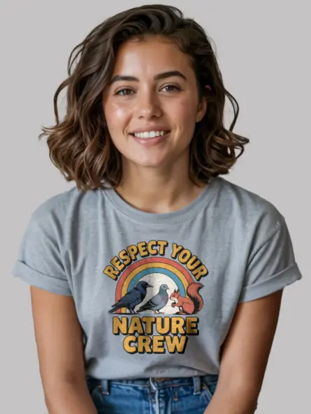 Eco Friendly Animal Crew T-Shirt Retro Rainbow Design - Image 3