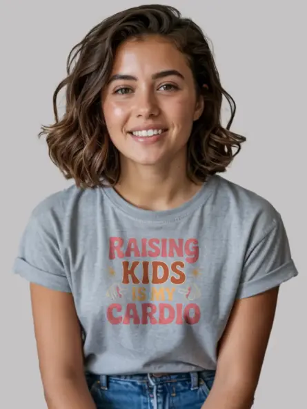 Funny Mom Workout T-Shirt – Raising Kids Is My Cardio - Image 9