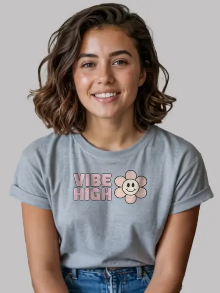 High Vibe T-Shirt – Cute Pastel Flower Tee for Positive Minds - Image 6