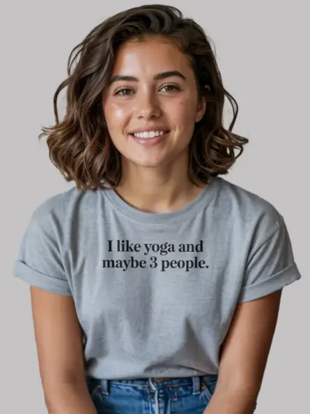 I Like Yoga and Maybe 3 People Shirt – Witty Minimalist Tee for Introverts - Image 3