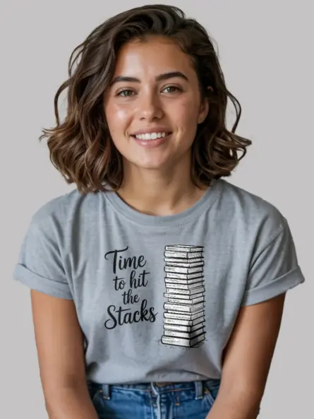 Time to Hit the Stacks – Minimalist Library Shirt for Book Lovers - Image 3