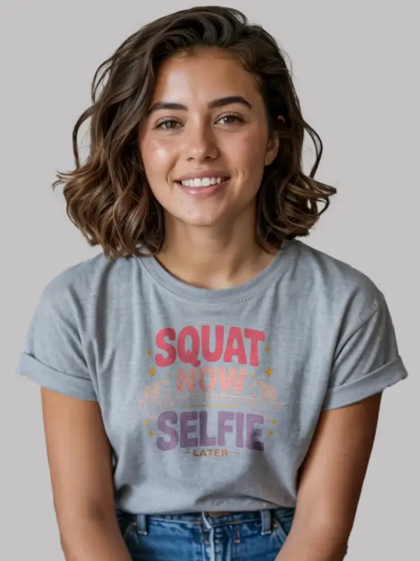 squat now selfie later t-shirt