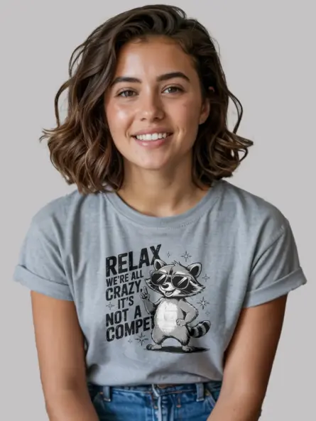 grey motivational animal quote funny raccoon mental health t-shirt