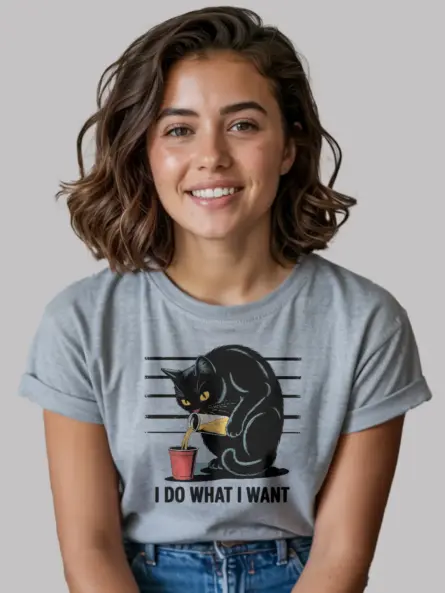 Rebellious “I Do What I Want” Cat Shirt – Funny Vintage Graphic Tee - Image 3