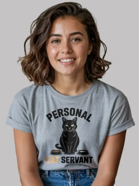 Funny Personal Cat Servant T-Shirt for Cat Lovers | Minimalist Gift Tee - Image 3