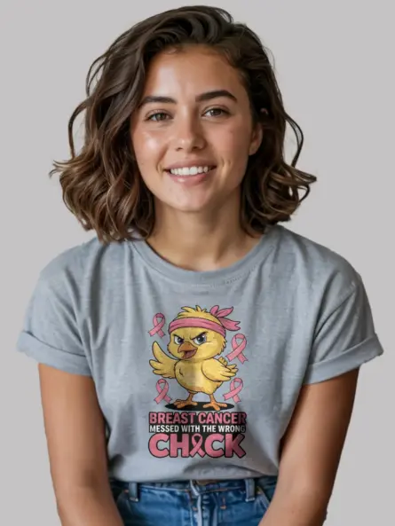Breast Cancer Messed with the Wrong Chick Shirt – Bold Funny Survivor Tee - Image 3
