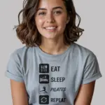 Grey Shirt Eat Sleep Pilates T-Shirt Front View – eat sleep pilates t-shirt