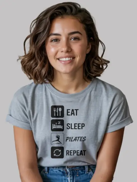 Motivational Eat Sleep Pilates T-Shirt for Instructors & Pilates Lovers - Image 3