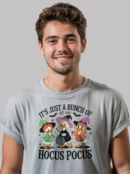 grey Front – Just a Bunch of Hocus Pocus T-Shirt with Witch Ducks