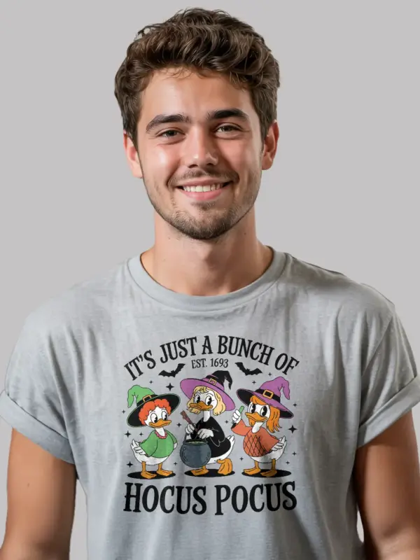 grey Front – Just a Bunch of Hocus Pocus T-Shirt with Witch Ducks
