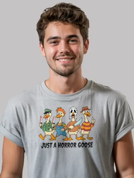 Funny Horror Goose T-Shirt for Halloween – Spooky Animal Parody Tee - Image 9