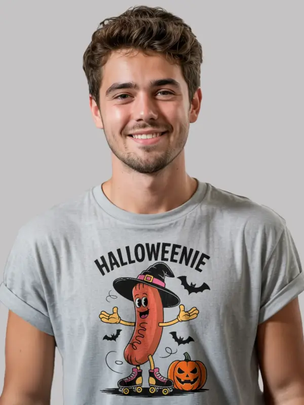 grey lifestyle – Funny Halloween Shirt for Adults – halloweenie hot dog t-shirt