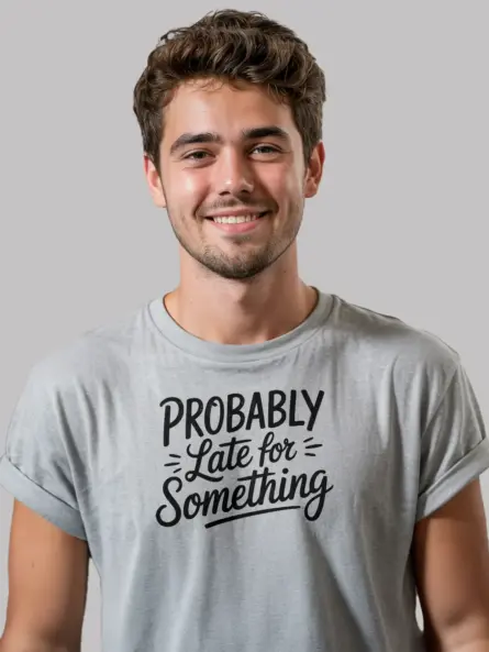 grey probably late for something t-shirt casual style