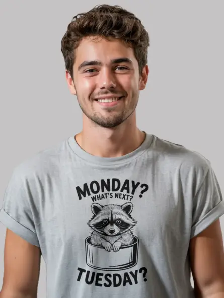 Raccoon Monday Tuesday T-Shirt for Adults - Image 3