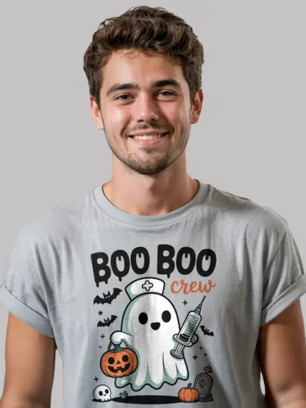 Adorable Boo Crew Nurse T-Shirt for Halloween - Image 7