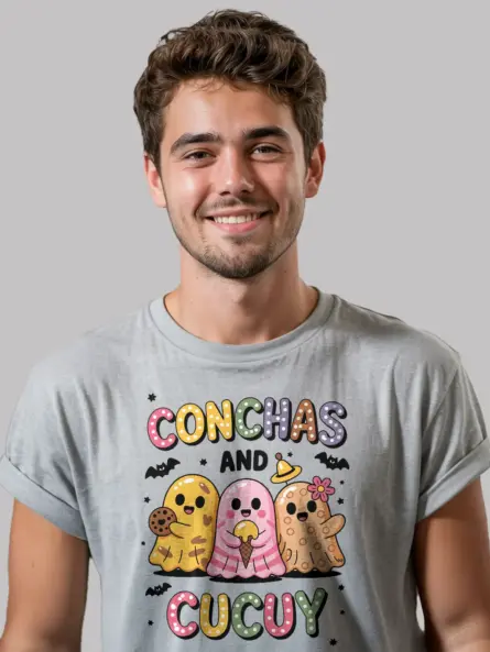Adorable Conchas Ghost T-Shirt – Fun Latinx Halloween Apparel - Image 6