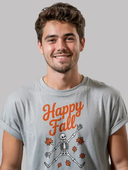 grey Shirt – Happy Fall Skeleton T-Shirt