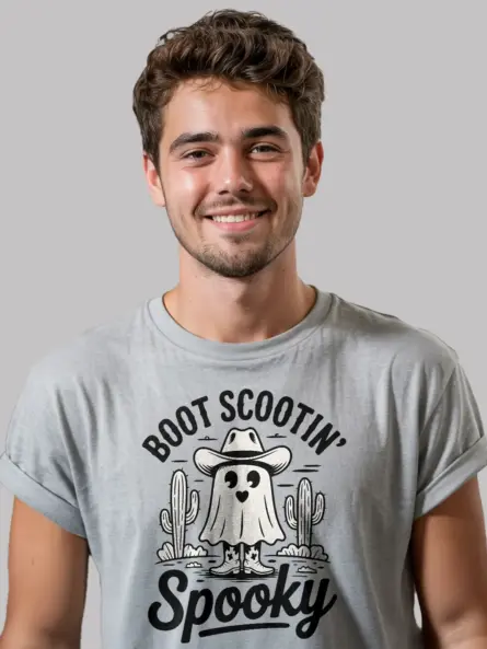 Grey lifestyle – Halloween shirt for line dancing fans cowboy ghost tee grey
