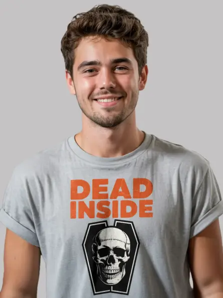 grey Shirt – Dead Inside – dead inside coffin t-shirt