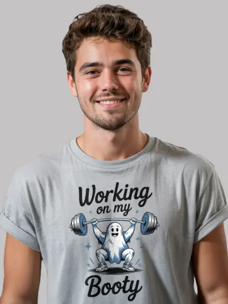 Funny Ghost Workout T-Shirt Working On My Booty - Image 6