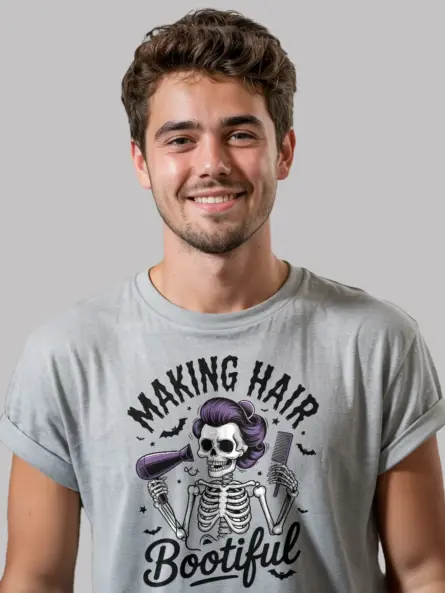 Funny Skeleton Hairdresser Halloween T-Shirt for Stylists - Image 6