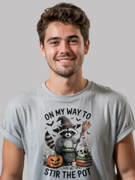 Hilarious Funny Raccoon Witch T-Shirt for Halloween - Image 3
