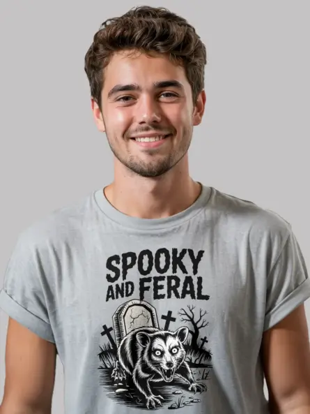 Spooky Possum T-Shirt – Feral Girl Fall Chaos Animal Meme Tee - Image 2