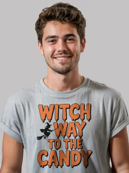 Witch Way to the Candy Shirt – Funny Halloween Tee for Kids & Parents - Image 3