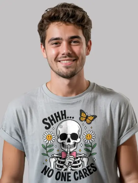 Witty Sarcastic Skeleton Shhh Shirt for Gen Z - Image 6