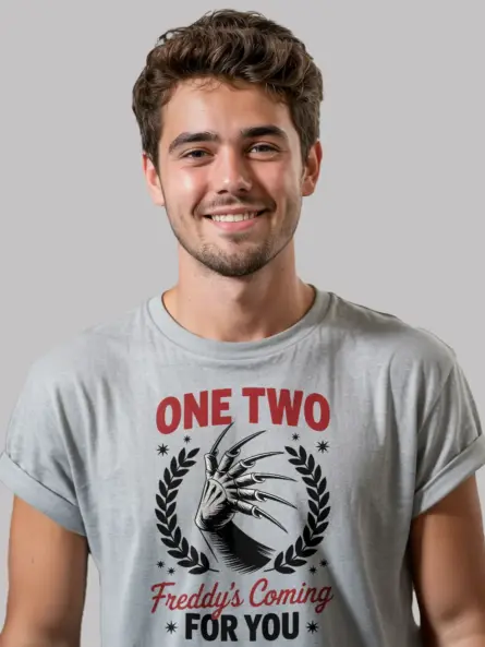 One Two Freddy’s Coming For You Shirt – Retro Horror Tee - Image 3