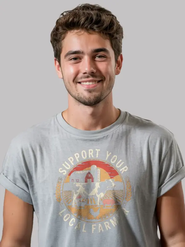 grey Shirt - Support Local Farming Design - support your local farmer t-shirt