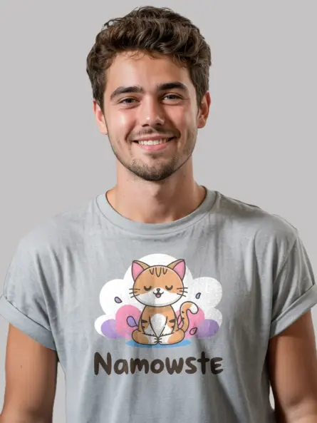 Cat Meditation Shirt – Namowste Yoga Tee - Image 3