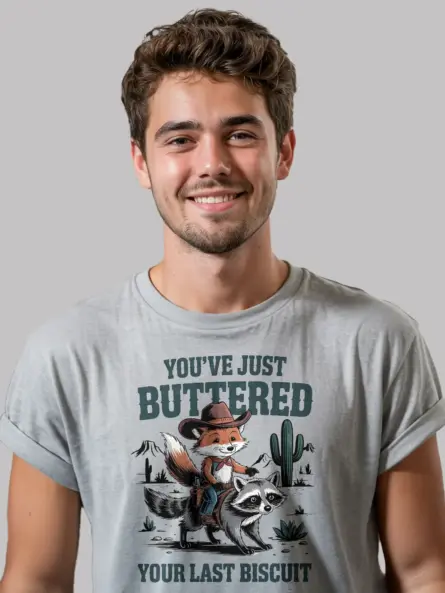Funny Cowboy Animal T-Shirt You've Just Buttered - Image 3