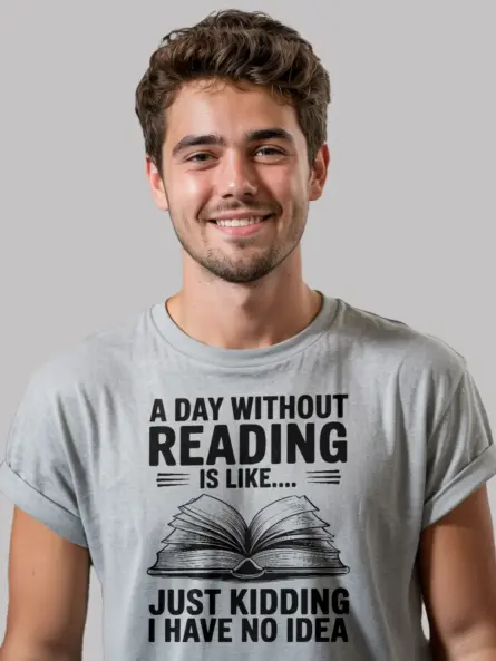 Funny Reading T-Shirt for Book Lovers – A Day Without Reading Quote Tee - Image 3