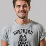 Grey shirt shepherd dad german shepherd dad shirt front view