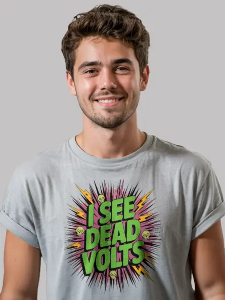 Funny Electrician T-Shirt Skull Comic Style - Image 3