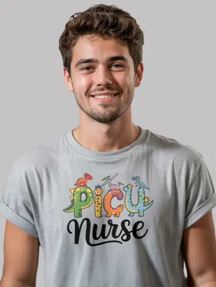 PICU Nurse Dinosaur Shirt – Cute Pediatric Tee - Image 3