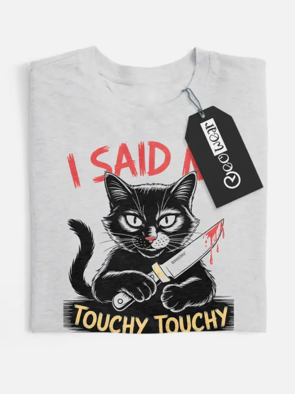 grey no touchy touchy cat shirt for introverts