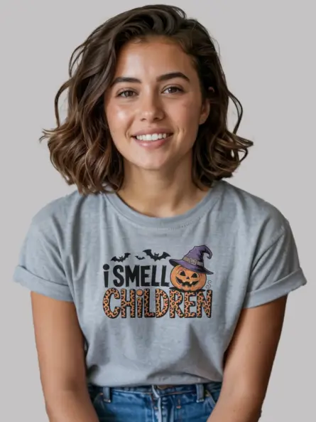 I Smell Children Shirt – Funny Halloween Tee with Pumpkin & Bats - Image 3