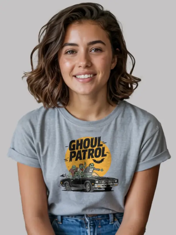 grey Shirt – Retro Zombie Car T-Shirt