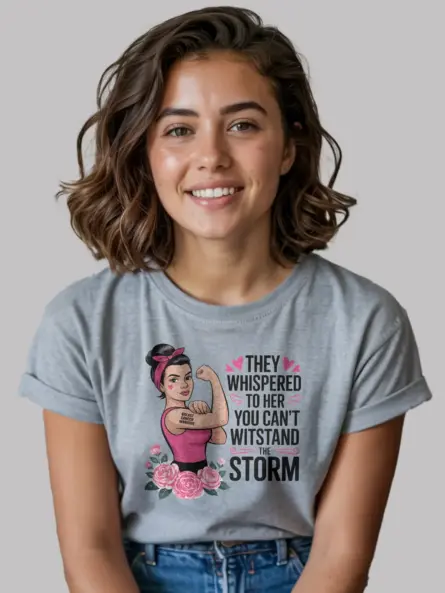 They Whispered to Her Shirt – Rosie Pink Ribbon Power Tee - Image 2