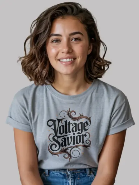 Electrician Pride T-Shirt – Voltage Savior Gothic Design - Image 2