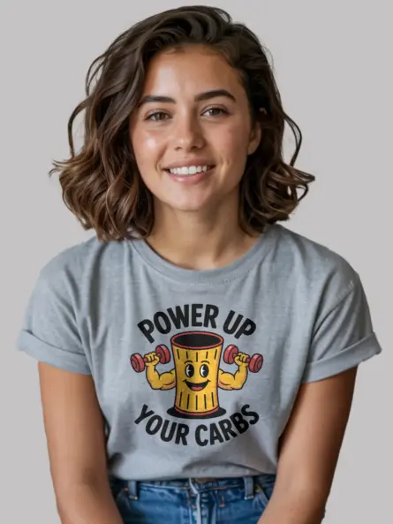 Funny Carb T Shirt – Power Up Your Carbs Tee for Gym Humor Fans - Image 3